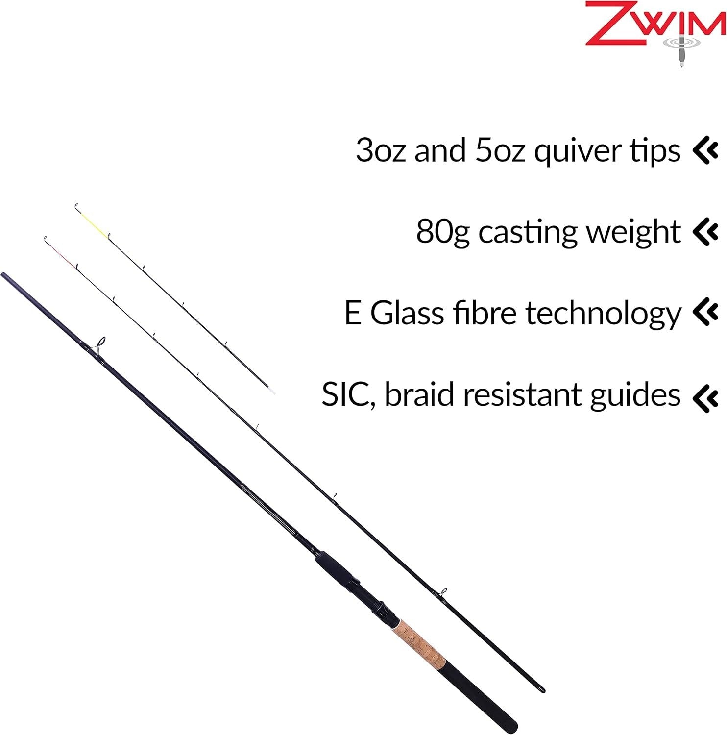8ft 2-Piece Feeder Fishing Rod Quiver Tip 3oz/5oz Bottom Fishing Rod
