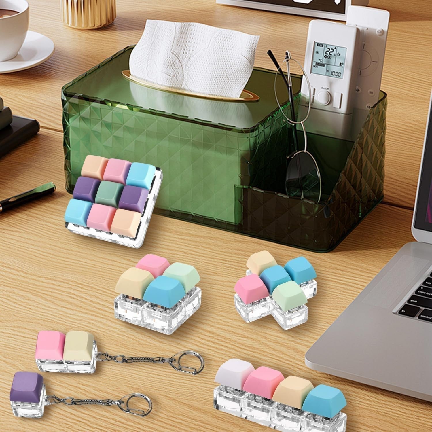 6PCS Keyboard Fidget Clicker Toy LED Keychain Stress Relief Adults Kids