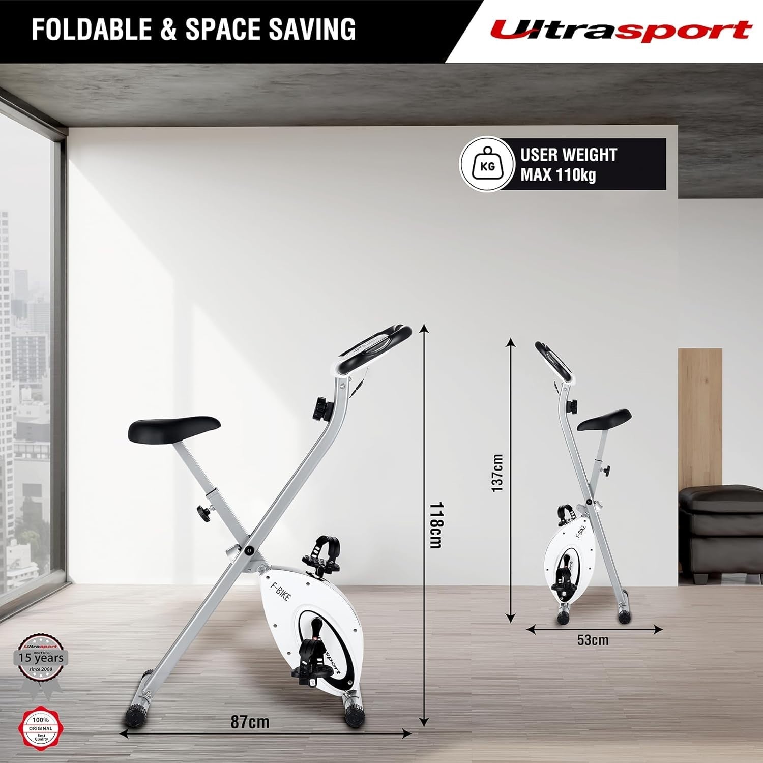 Ultrasport Folding Exercise Bike Quiet Magnetic X-Bike w/ LCD & Pulse Sensors