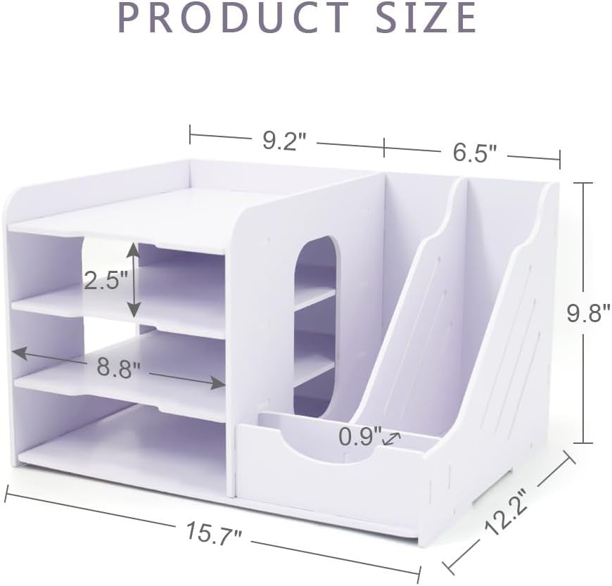 4-Tier Desk Organizer | Vertical & Horizontal File Holder | A4 Paper Storage