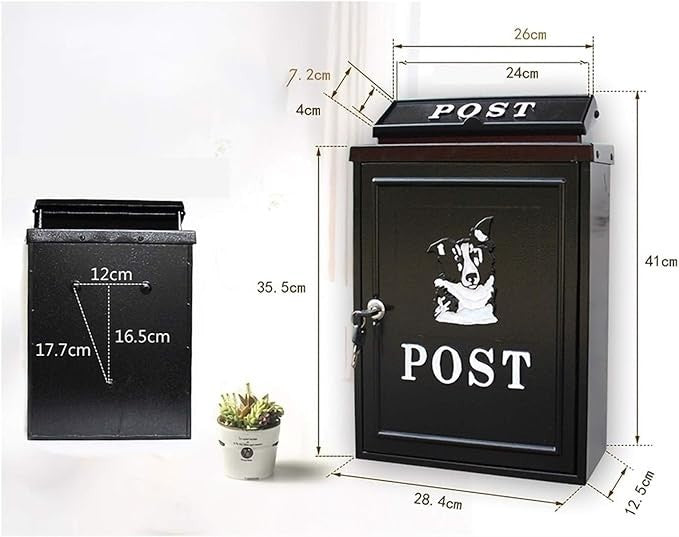 Wall Mounted Mailbox Antique Gold – Rustproof Steel, Lockable, Large Capacity