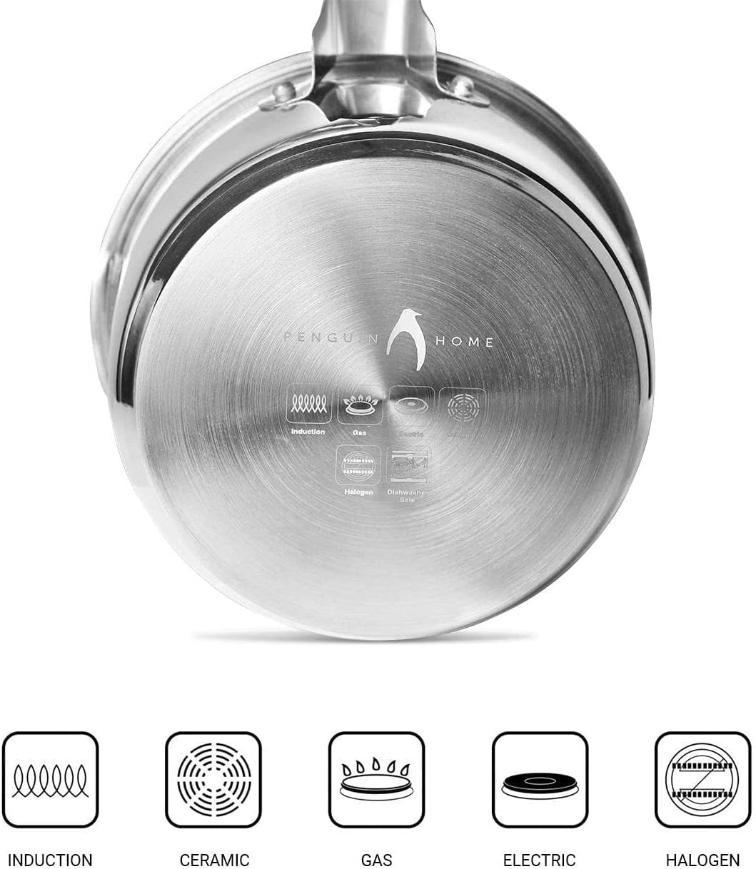 18cm Stainless Steel Saucepan Milk Pan with Glass Lid Induction Dishwasher Safe