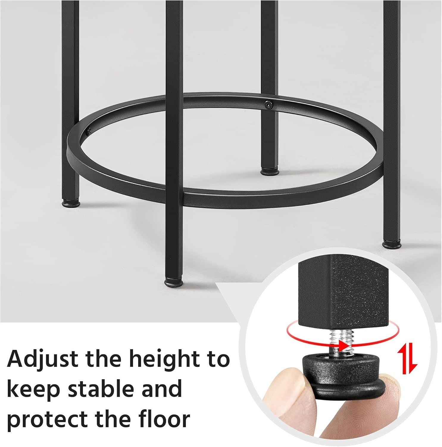 Modern Round Tempered Glass Side Table with Metal Frame, 40.5cm Top, Sturdy