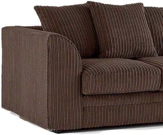 RH 4 Seater Corner Sofa – Jumbo Cord L Shape Couch – Chocolate Brown