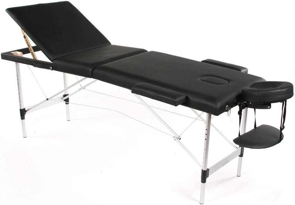 Portable Massage Table Foldable 3-Section Beauty Therapy Tattoo Bed w/ Face Hole