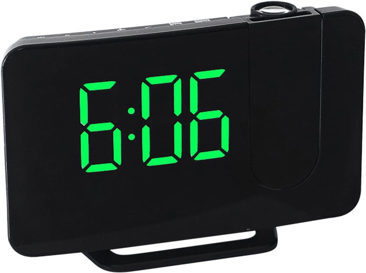 Projection Alarm Clock LED Digital FM Radio Snooze USB Desk Clock Green