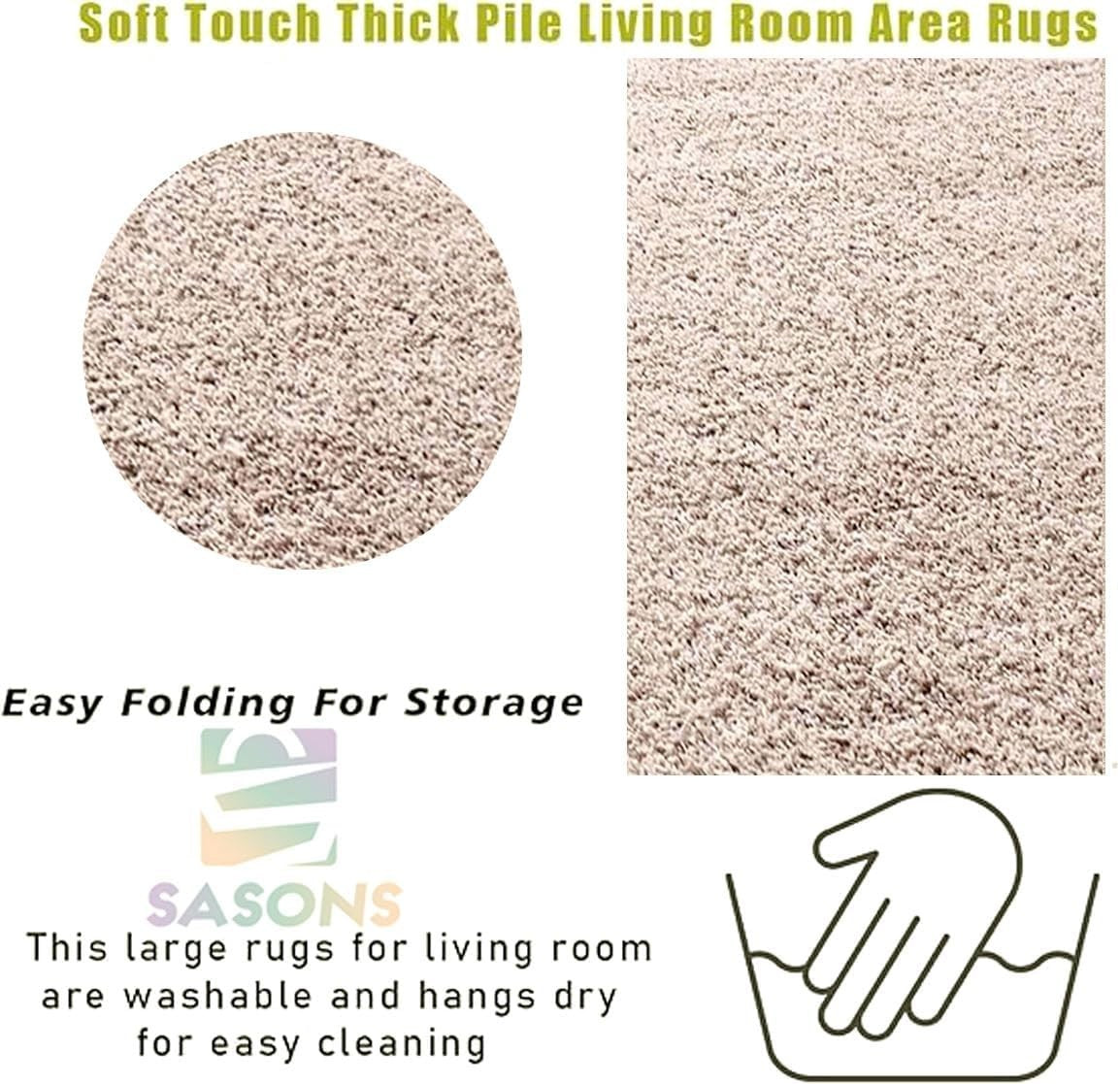 Extra Large Shaggy Rug 160x230cm 5cm Thick Soft High Pile Light Beige Carpet