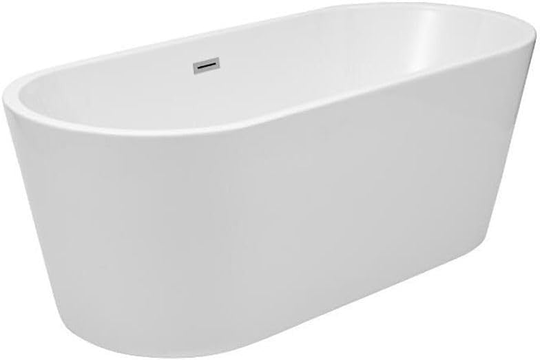 White Double Ended Freestanding Oval Bath 1500x750mm Black Overflow
