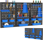 Customizable Wall-Mount Pegboard Kit 3PCS 120x60cm Alloy Steel 34 Hooks