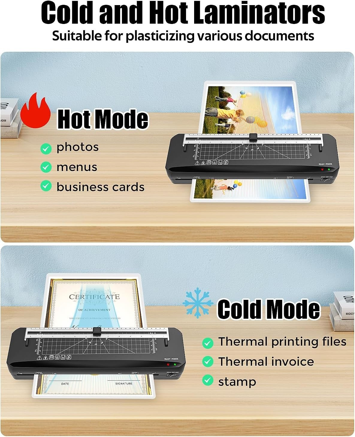 A3 Laminator Machine Fast 70s Warm Up Hot Cold Built-In Trimmer