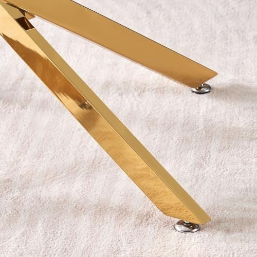 Round Glass Dining Table 100cm Gold Metal Legs Modern Kitchen Table