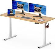 Electric Standing Desk 140x80cm Adjustable Sit Stand Table with Memory & Hooks