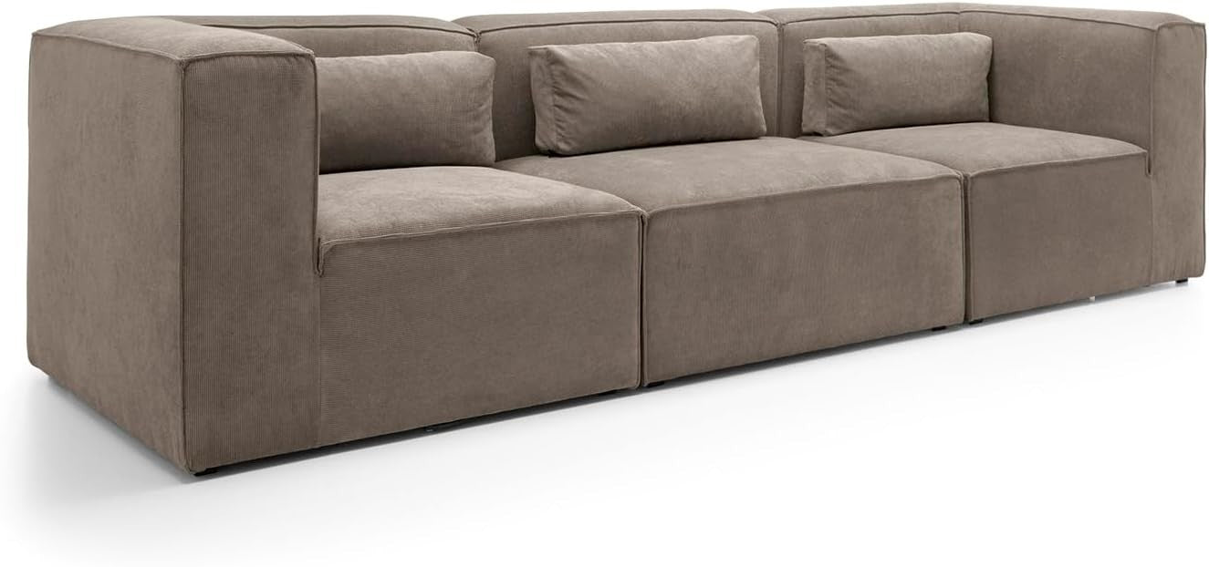 Modular 4 Seater Sofa Brown Cord Chenille | Space-Saving, Modern, Comfy