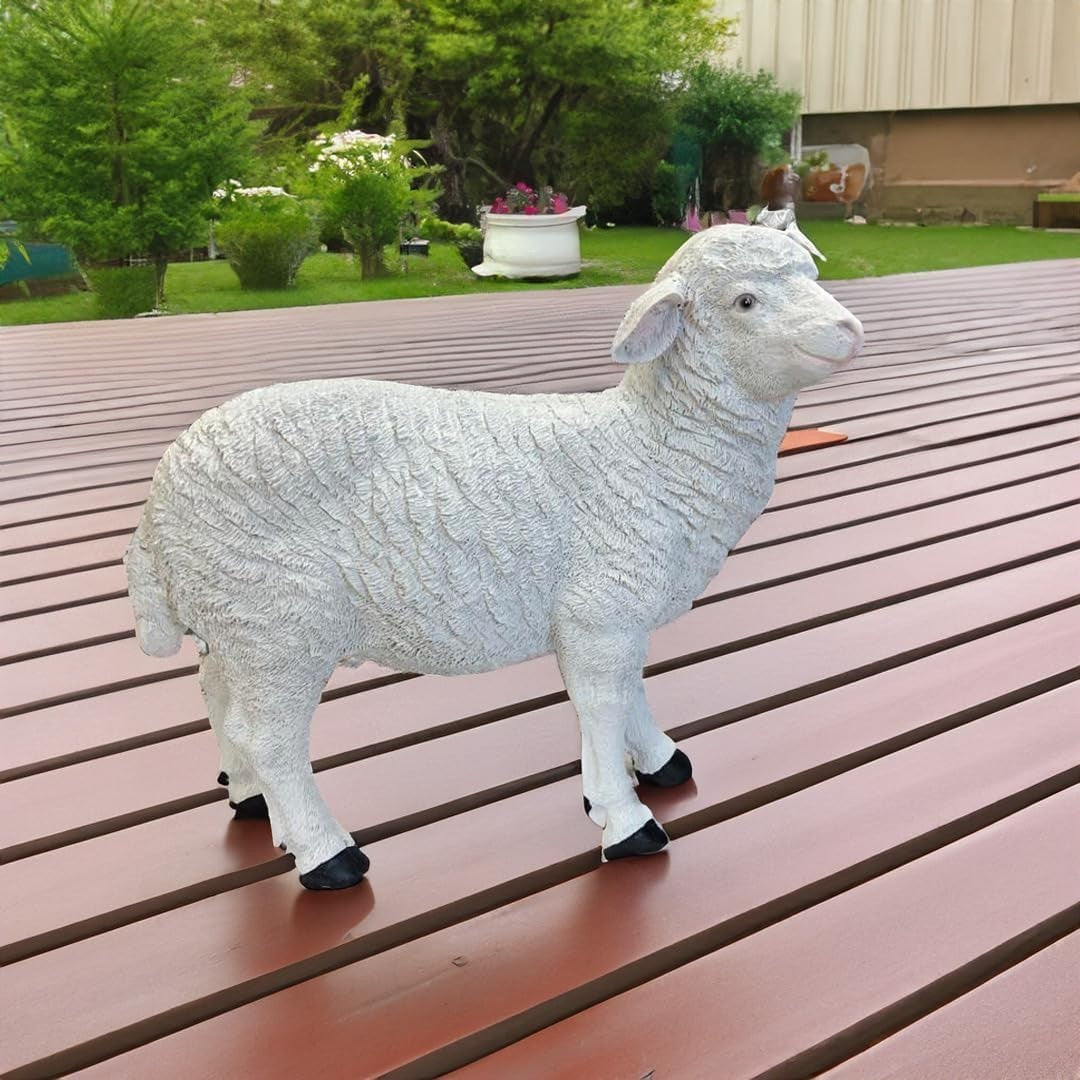 Standing Sheep Garden Ornament Resin Farm Animal Statue Outdoor Decor Gift