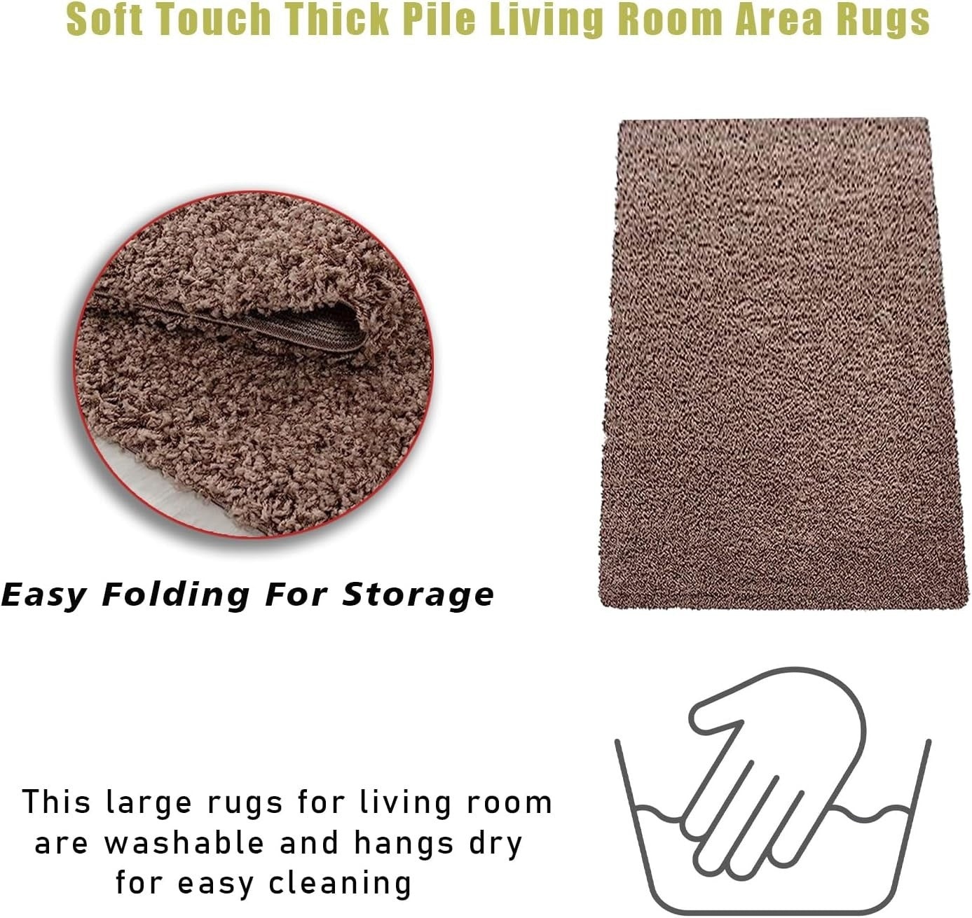 Extra Large Shaggy Rug 160x230cm 5cm Thick Soft High Pile Mocha Carpet