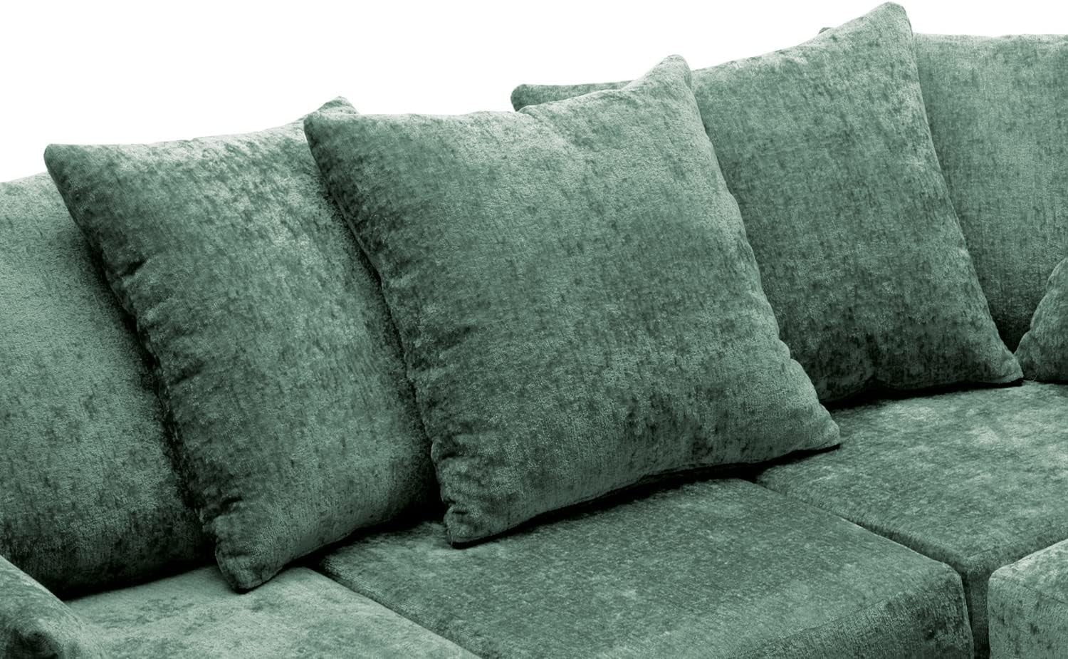 Modern L-Shaped Rifle Green Corner Sofa 5-Seater Plush Chenille Couch