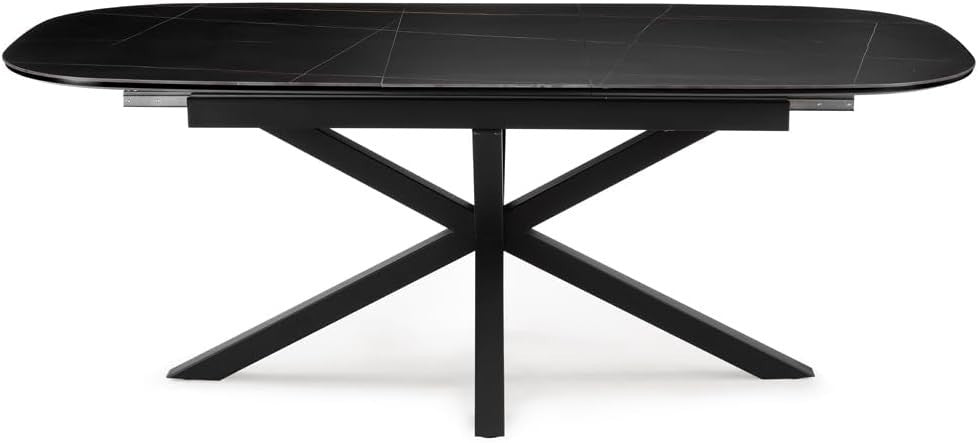 Extending Sintered Stone Dining Table Black Modern Heatproof Scratchproof
