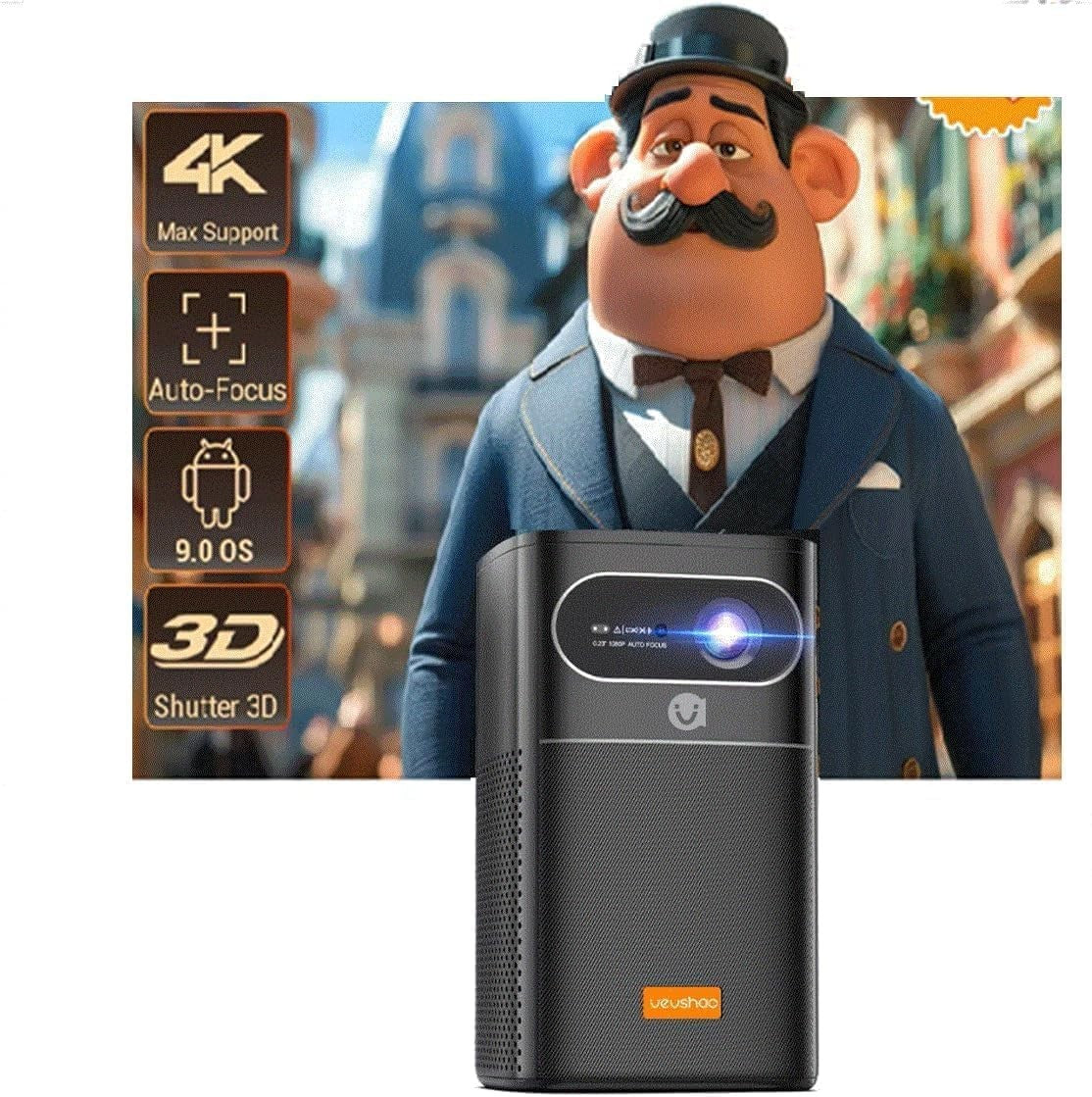 Portable 1080P Smart Projector 4K 3D Android WiFi Battery