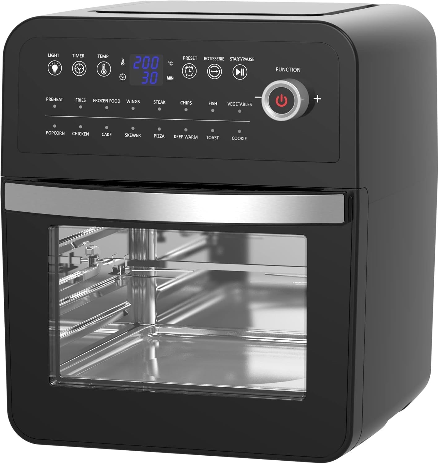 12L Air Fryer Oven Rotisserie Grill | 16 Presets | Healthy Oil-Free Cooking Blac