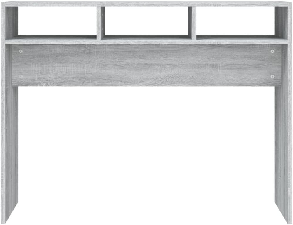 Modern Concrete Grey Console Table with Storage Shelves – 105x30x80cm