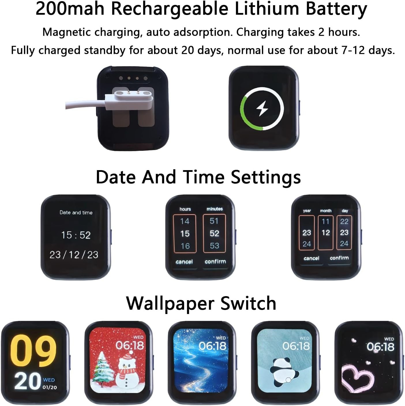 Silent Vibrating Alarm Clock Wrist Watch for Heavy Sleepers Black