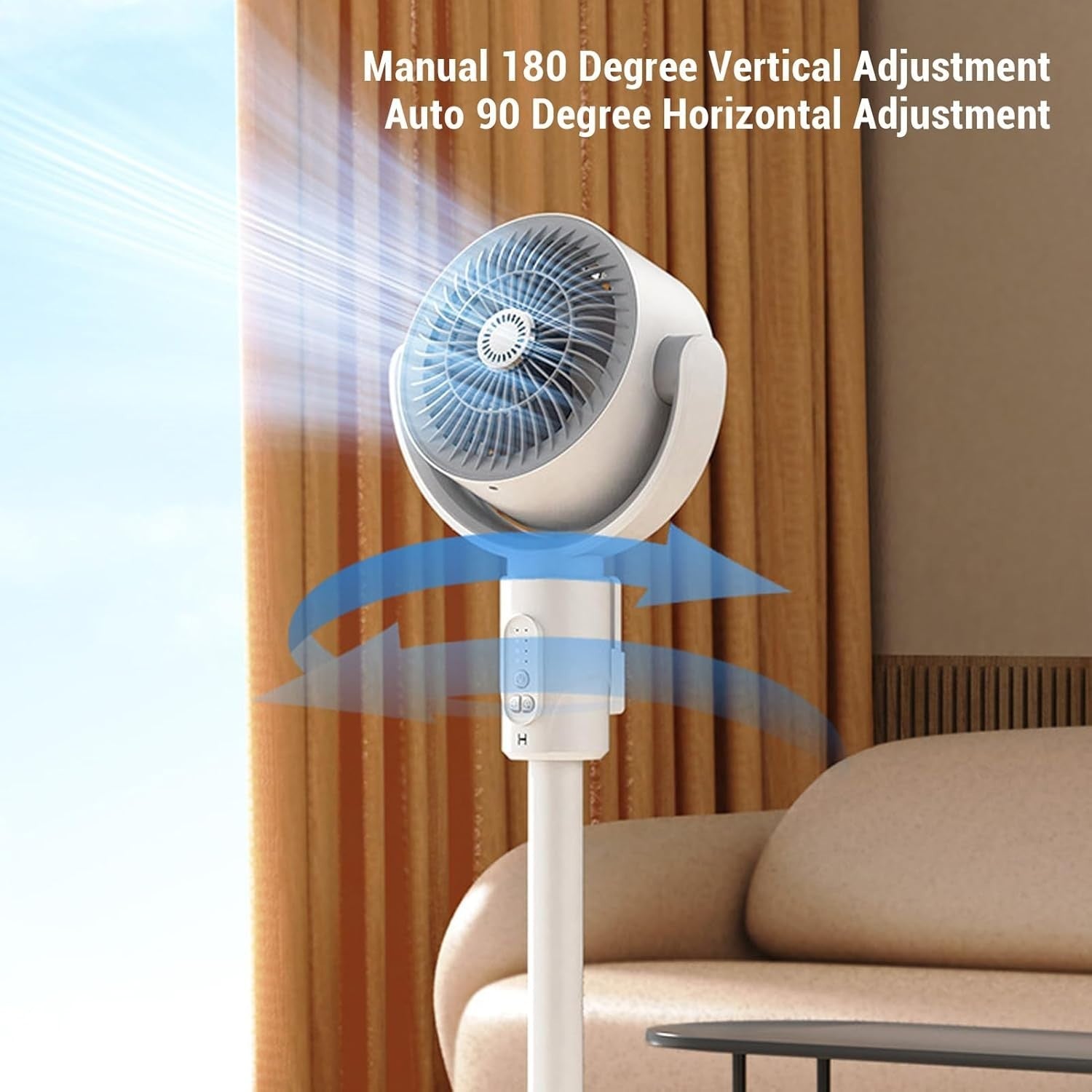 Pedestal Fan 180° Oscillating Stand w Remote Control – Adjustable Height & Timer