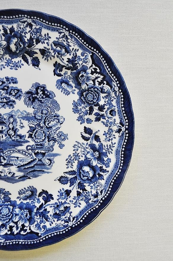 12pc Blue White Dinnerware Set Classic Floral Plates Bowls Service for 4