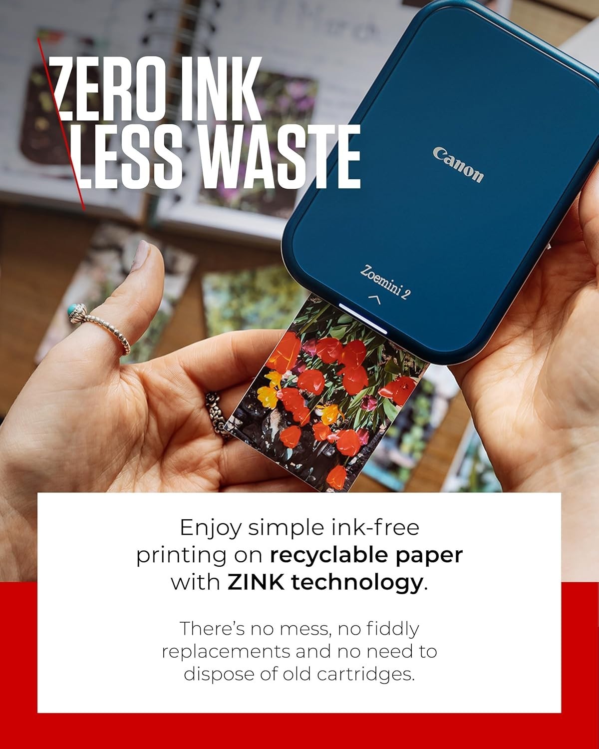 Portable Wireless Photo Printer | Compact ZINK, Bluetooth, USB-C, Navy Blue