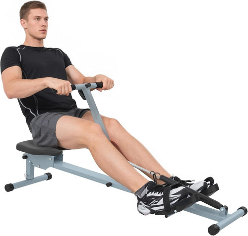 Compact Hydraulic Rowing Machine 12-Level Resistance LCD Home Rower 100KG