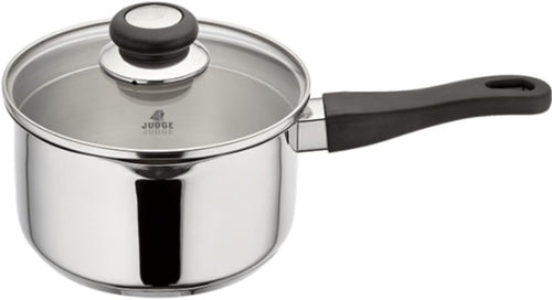 18cm Stainless Steel Saucepan with Strainer Lid & Pouring Lip, 2.1 L Capacity