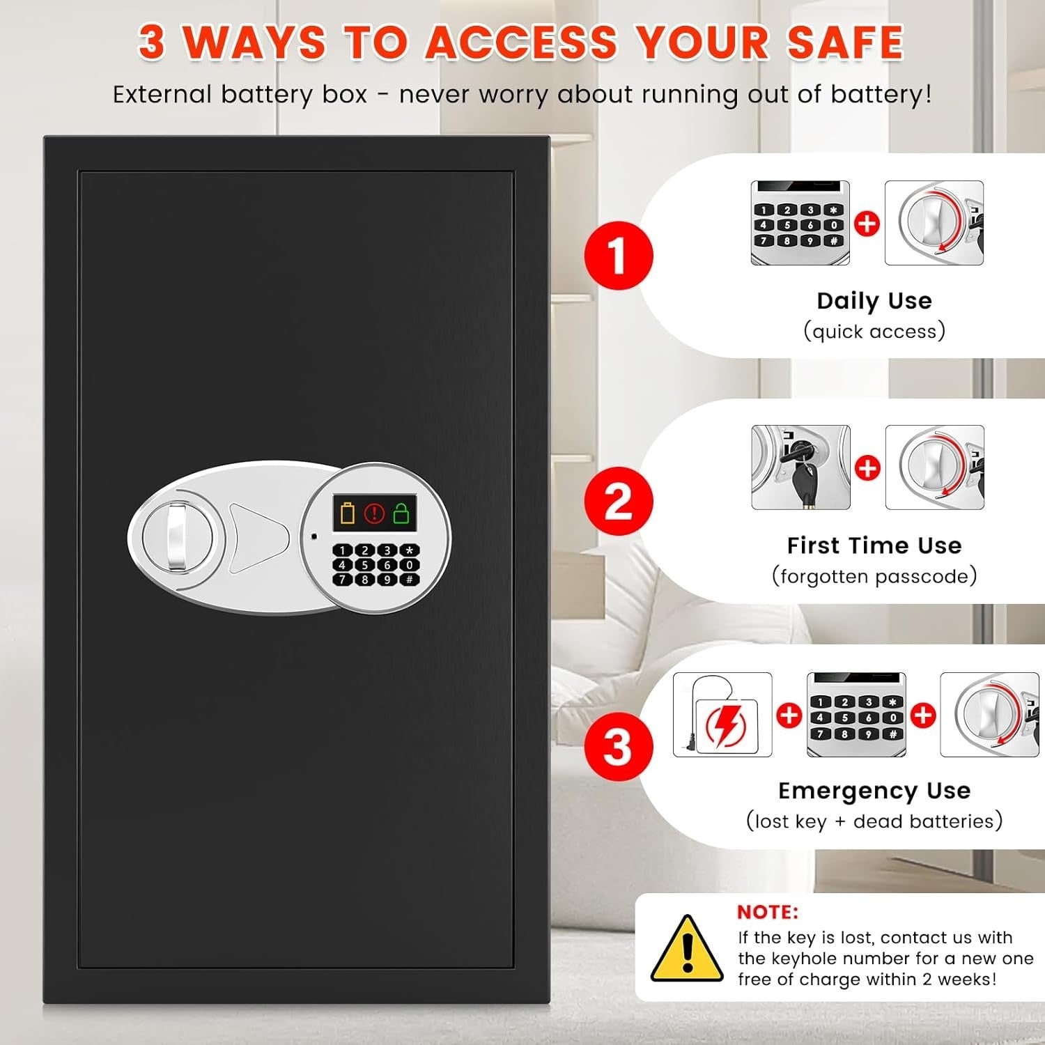85L Fireproof Home Safe Box Digital Keypad Cash Document Security