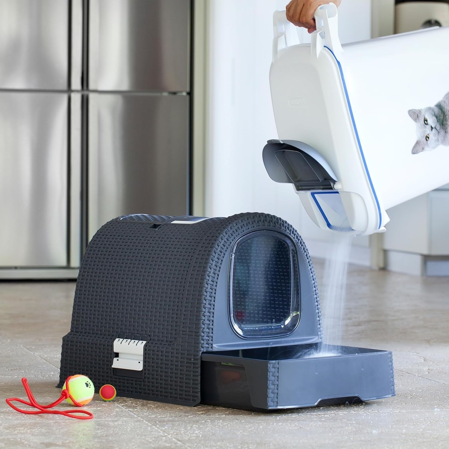 Covered Cat Litter Box Drawer System Odor Filter Scoop Easy Clean