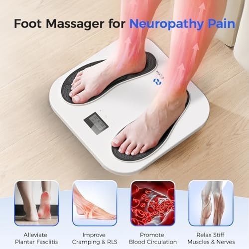 EMS TENS Foot Massager 10 Modes 20 Intensities Plantar Fasciitis Relief White