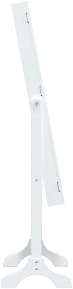 Standing Mirror Jewelry Cabinet Tilt Adjustable Storage Armoire White