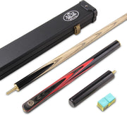 57in Hand Spliced English Pool Cue 8.5mm Tip 3/4 Joint Pro Set Red