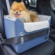 Dog Booster Car Seat Adjustable Height Travel Bed Safety Leashes Blue