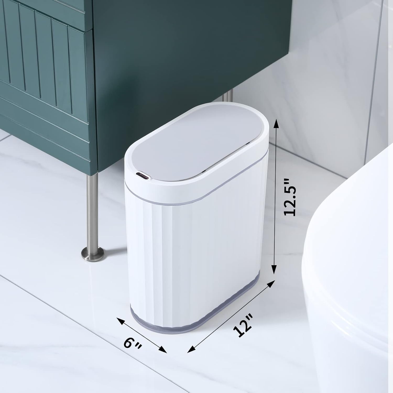 8L Touchless Bathroom Bin Motion Sensor Slim Waterproof Grey