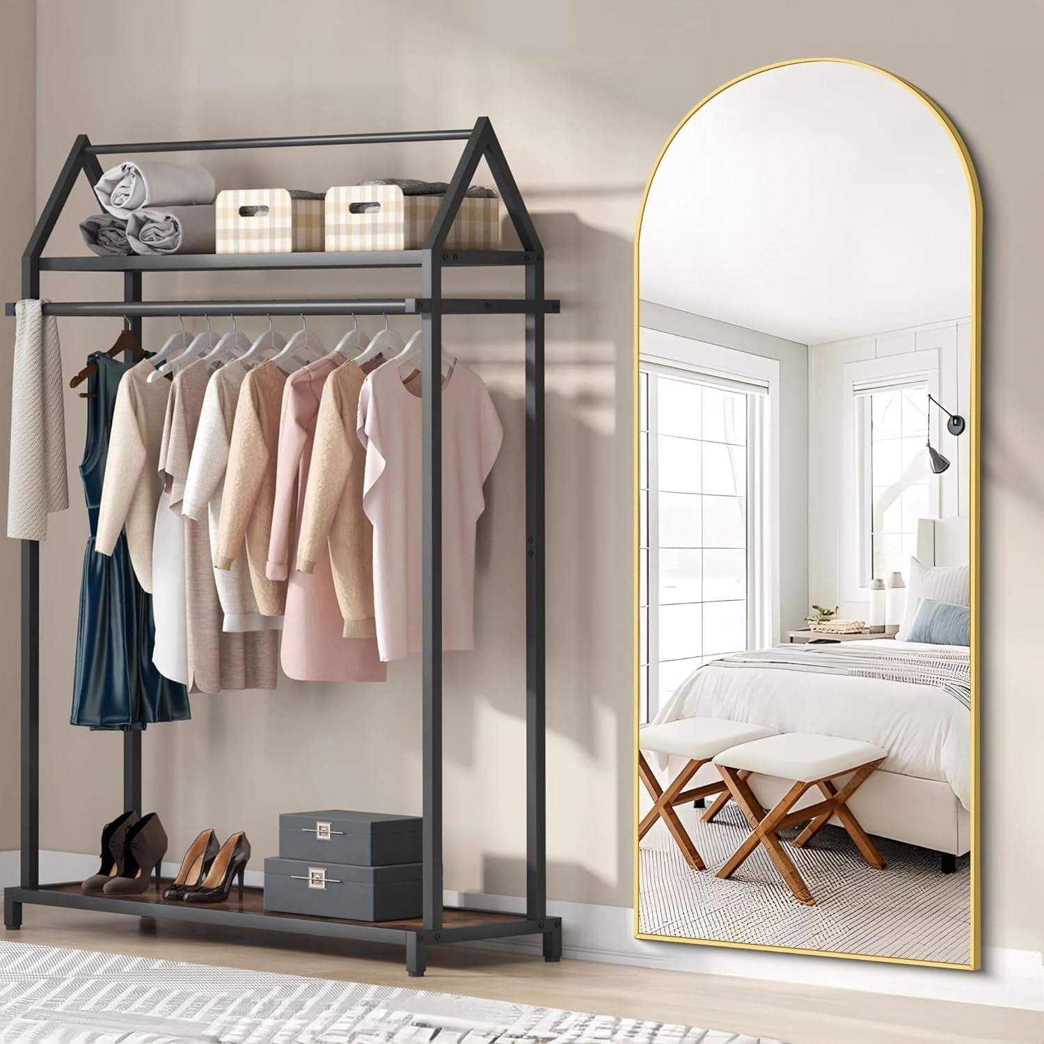 Gold Arch Full Length Mirror 165x60cm Leaning Wall Mirror for Bedroom Hall