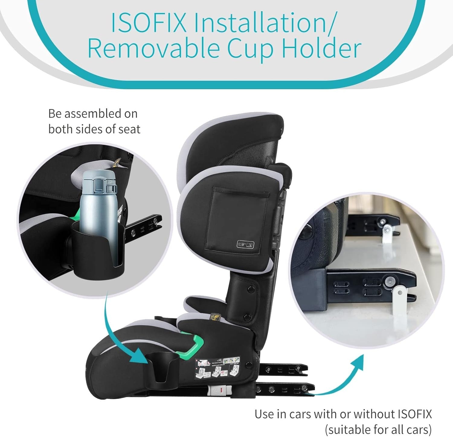 i-Size High Back Booster Car Seat ISOFIX 3–12 Years Side Impact Protection