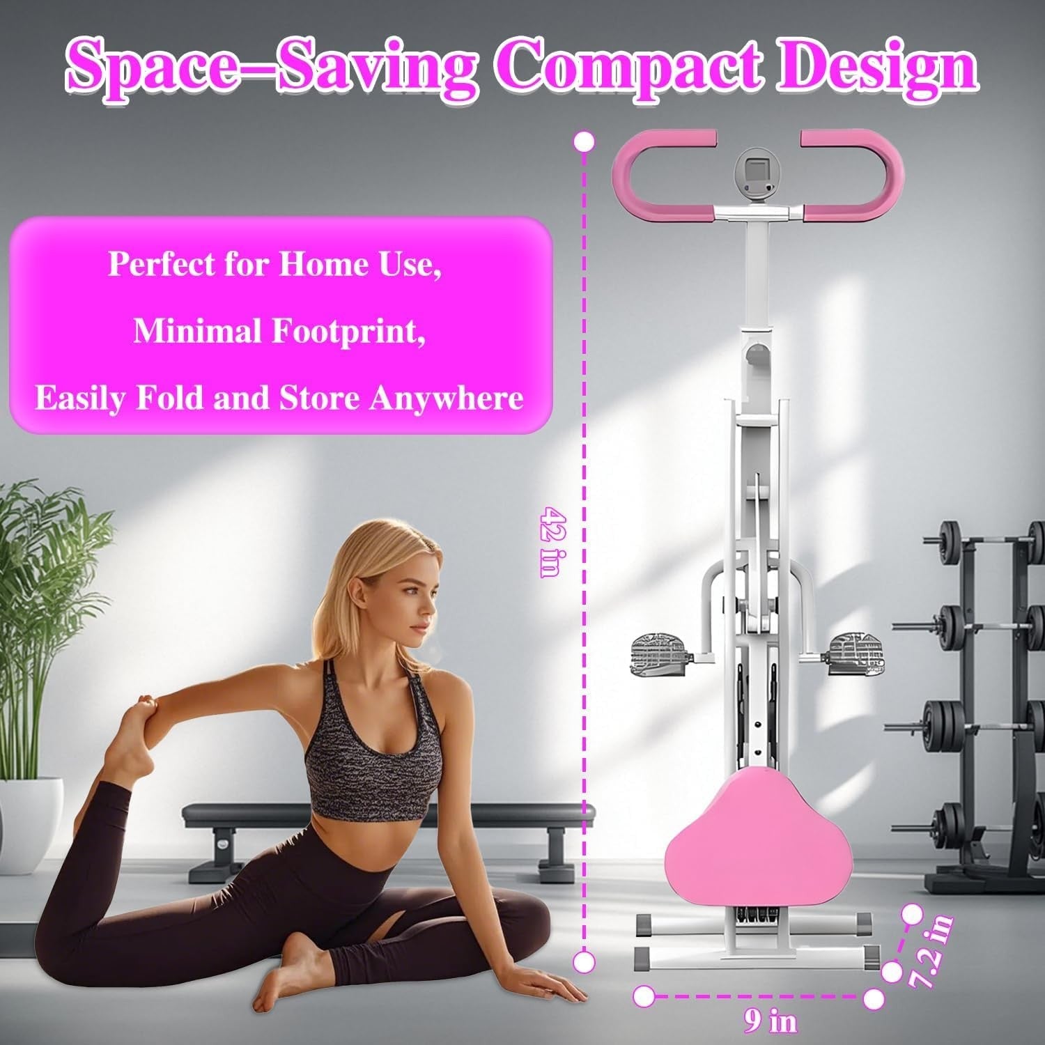 2 in 1 Squat Rowing Machine Foldable Home Gym Glutes Legs Trainer