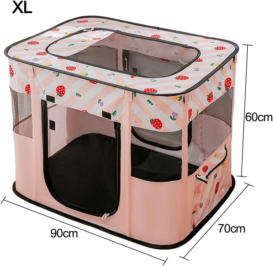 Foldable Pet Playpen Portable Puppy Dog Cat Tent Indoor Outdoor Kennel Pink