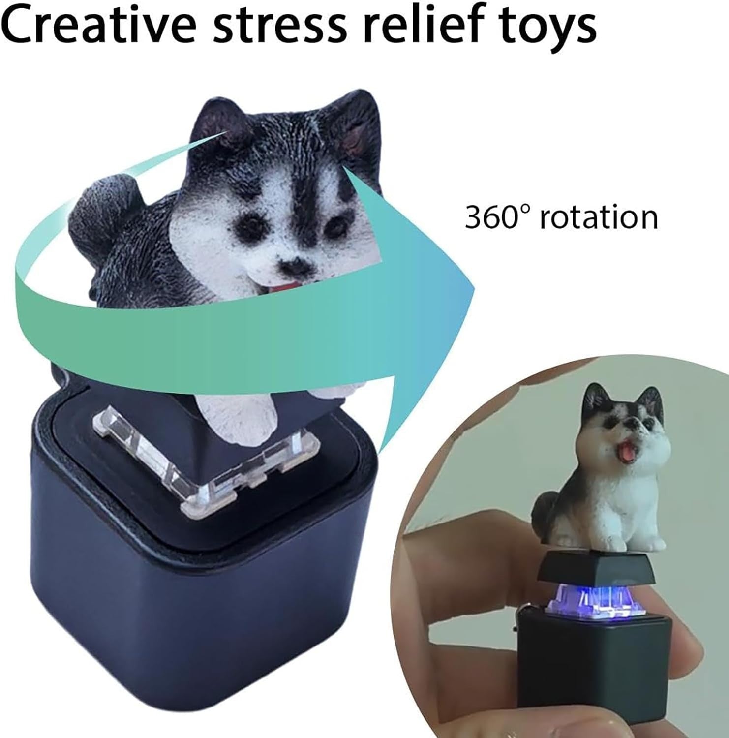 2pcs Flashing Pet Sound Fidget Keychain LED Clicker Stress Relief Toy