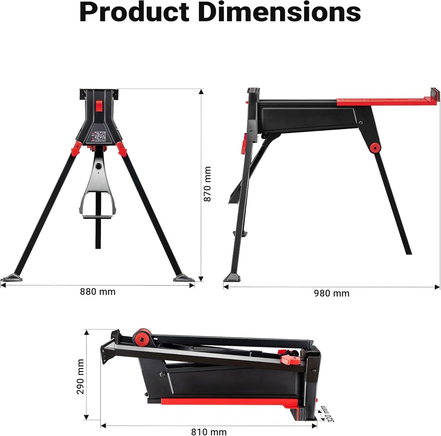 Foldable Mobile Workbench 98x88x87cm with Heavy-Duty Vice 200kg Load Capacity
