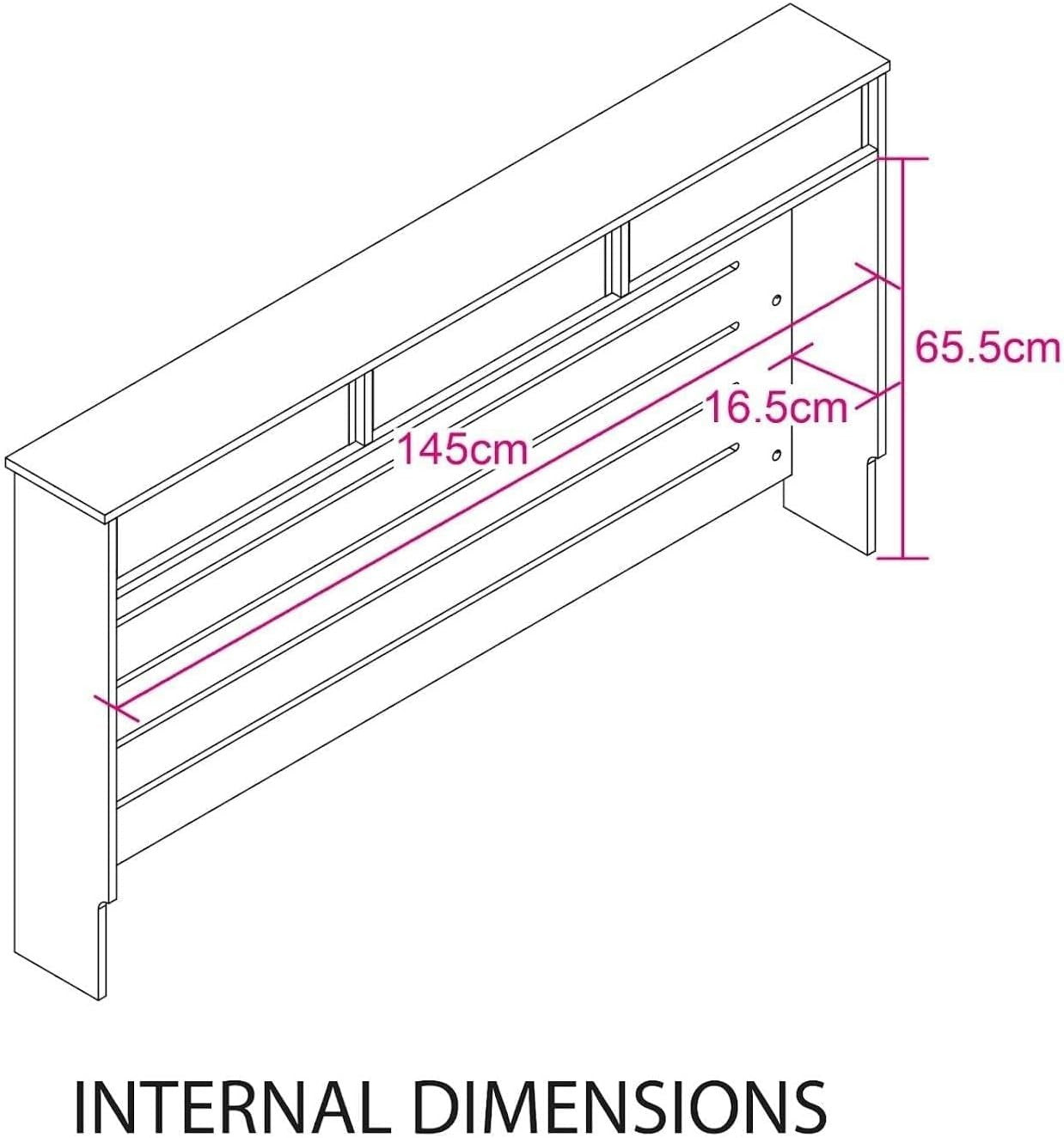 Cream Radiator Cover 150x19x96cm MDF Heating Cabinet | 3 Drawer Horizontal Slat