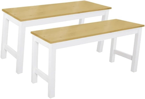 Natural Solid Pine Wooden Bench 2-Seater Sturdy Indoor Dining Seat