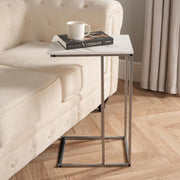 White Marble Top C-Shaped Sofa Side Table – Space-Saving Modern End Table