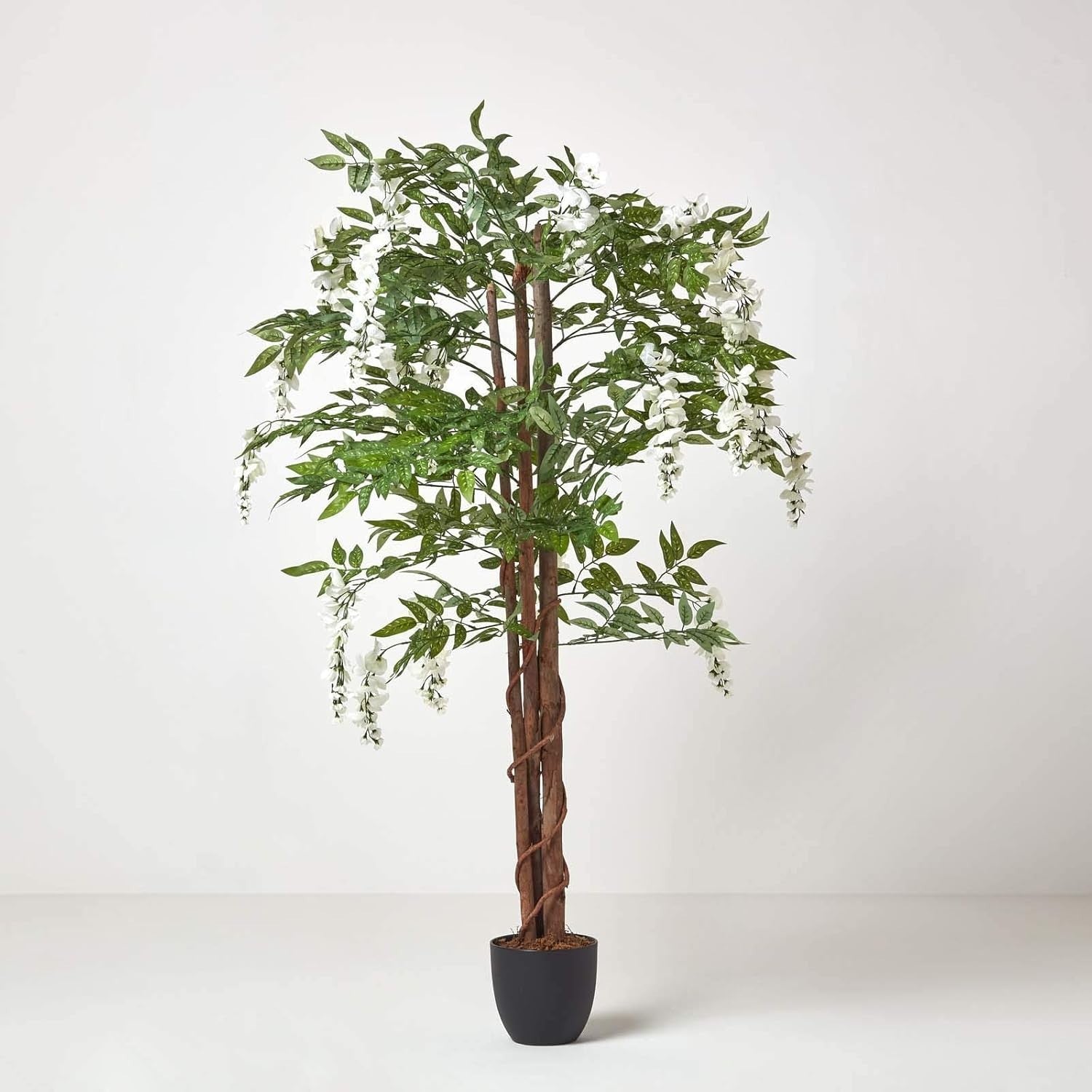5ft Cream Wisteria Tree in Black Pot Faux Ornamental Plant for Home or Office