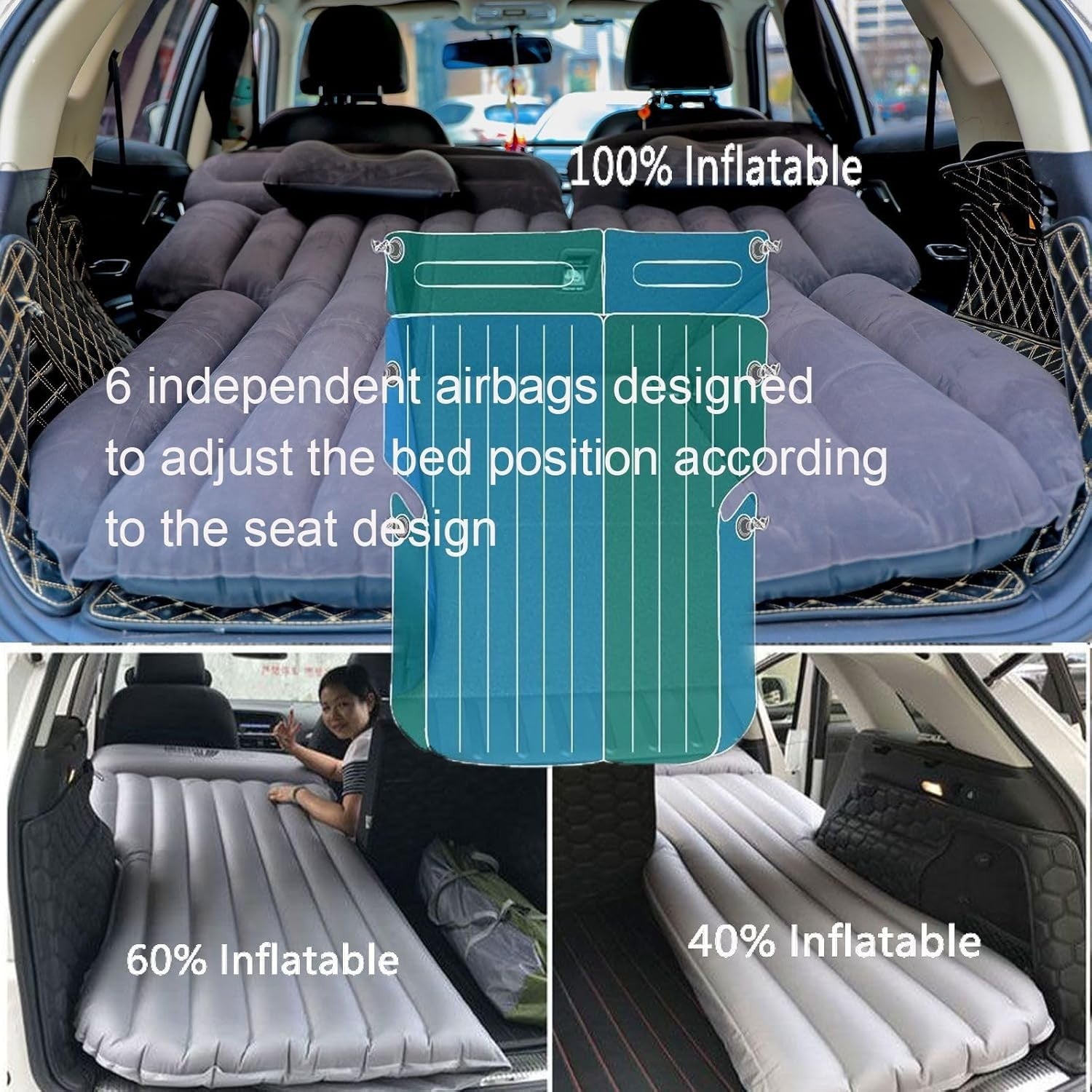 Inflatable SUV Air Mattress – 195x130cm Car Camping & Travel Bed