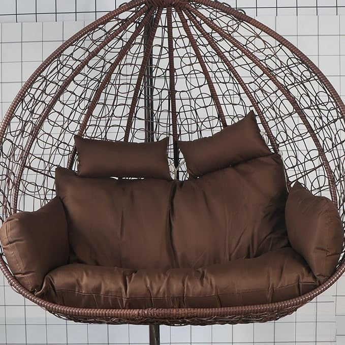 Luxury Double Egg Hanging Chair 2 Seater Waterproof Rattan Swing Seat Outdoor