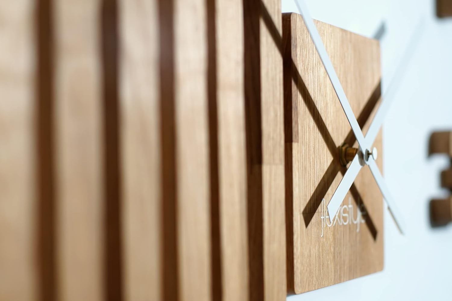 Modern 3D Wooden Wall Clock Large 60cm Silent Quartz Oak Slat Home Decor